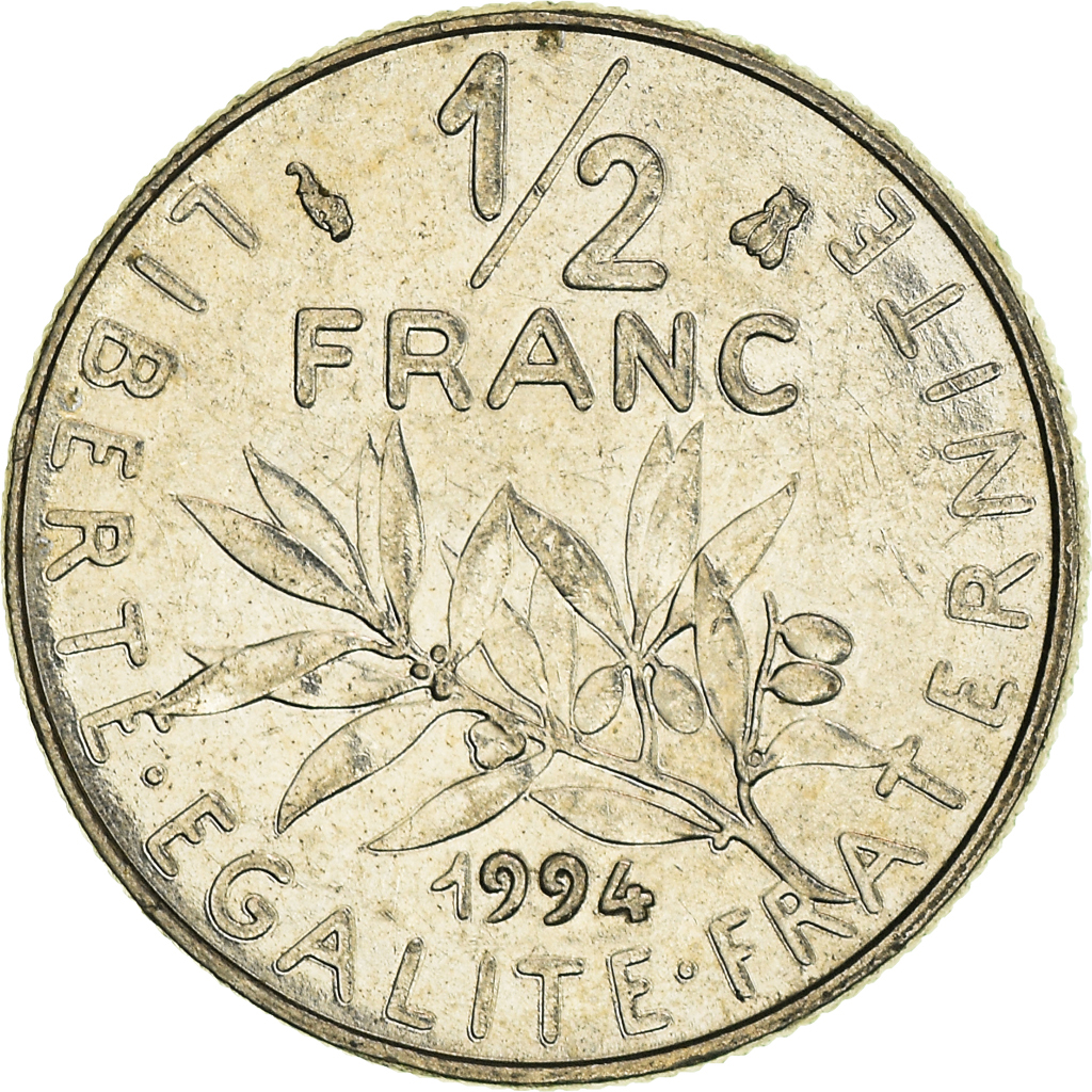Moneda, Francia, 1/2 Franc, 1994