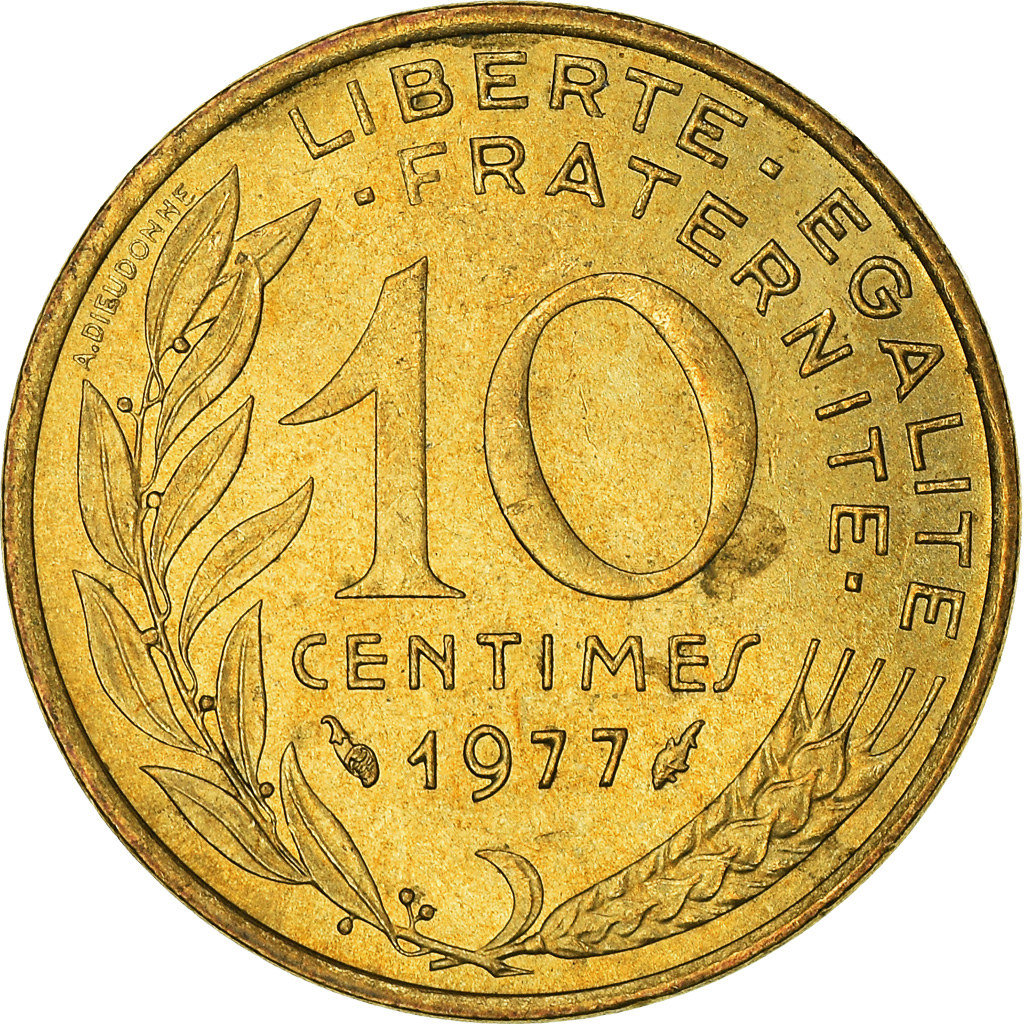 Moneda, Francia, 10 Centimes, 1977