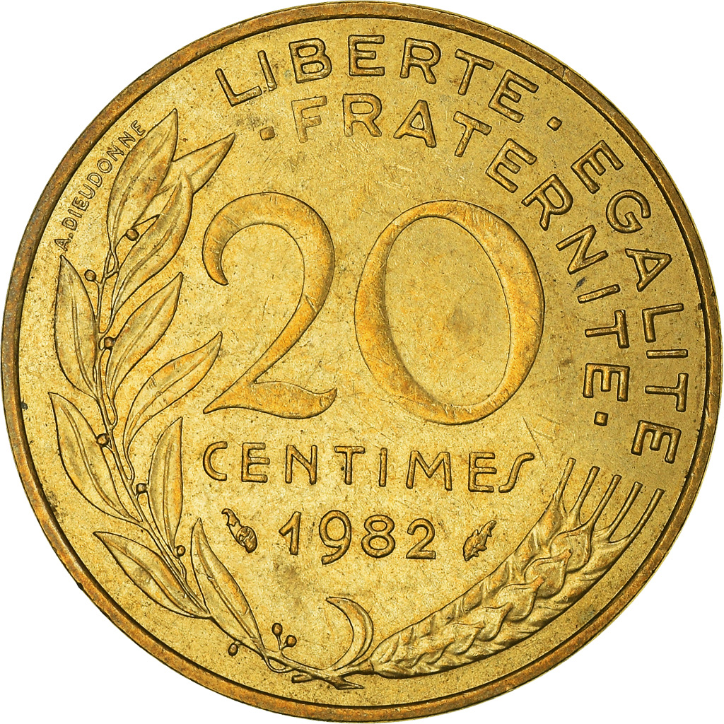 Moneda, Francia, 20 Centimes, 1982