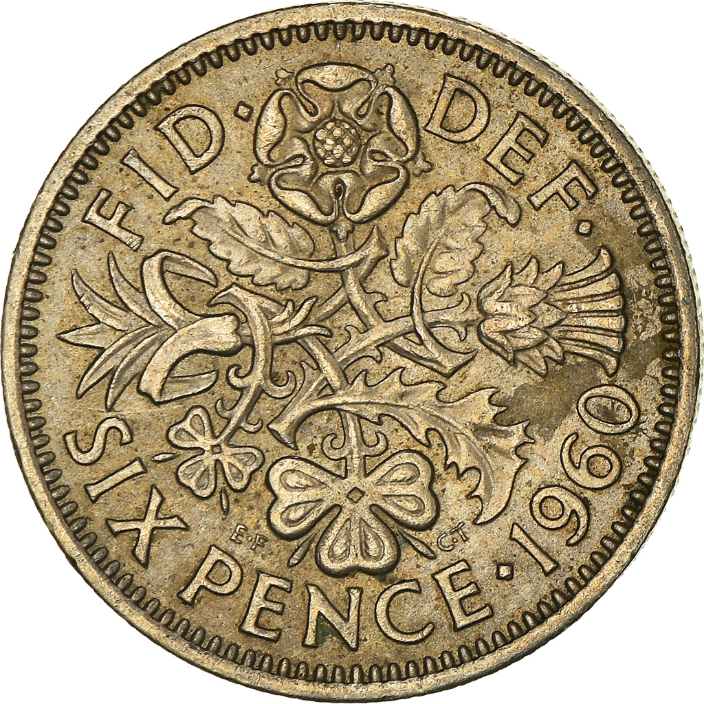 Moneda, Gran Bretaña, 6 Pence, 1960