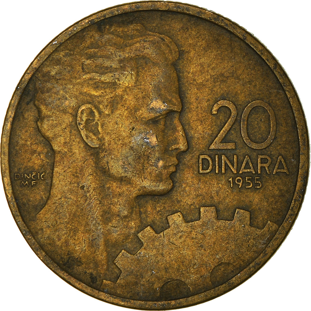 Moneda, Yugoslavia, 20 Dinara, 1955