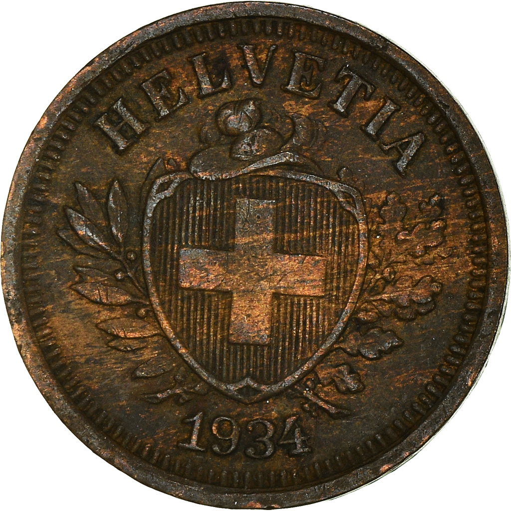 Moneda, Suiza, Rappen, 1934