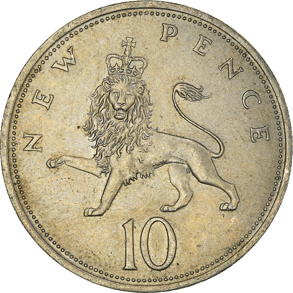 Moneda, Gran Bretaña, 10 New Pence, 1970