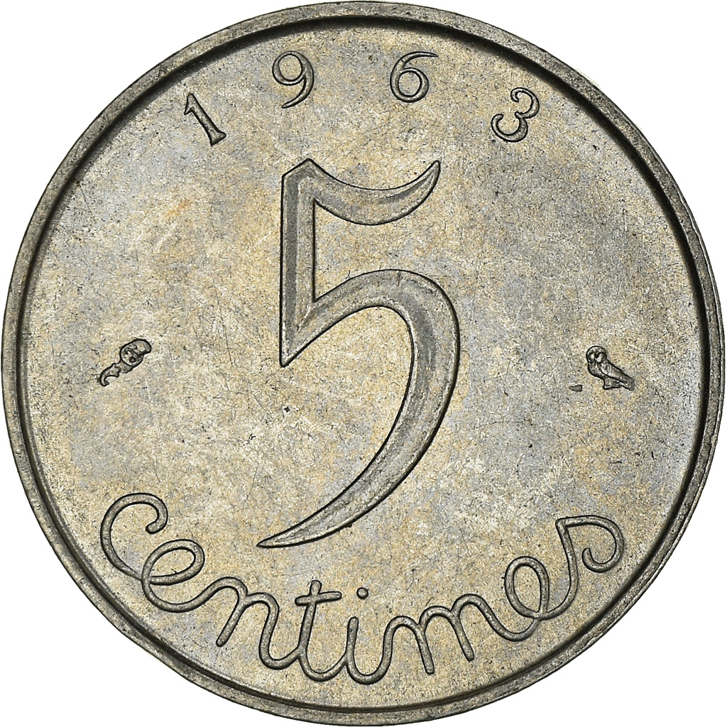 Moneda, Francia, 5 Centimes, 1963