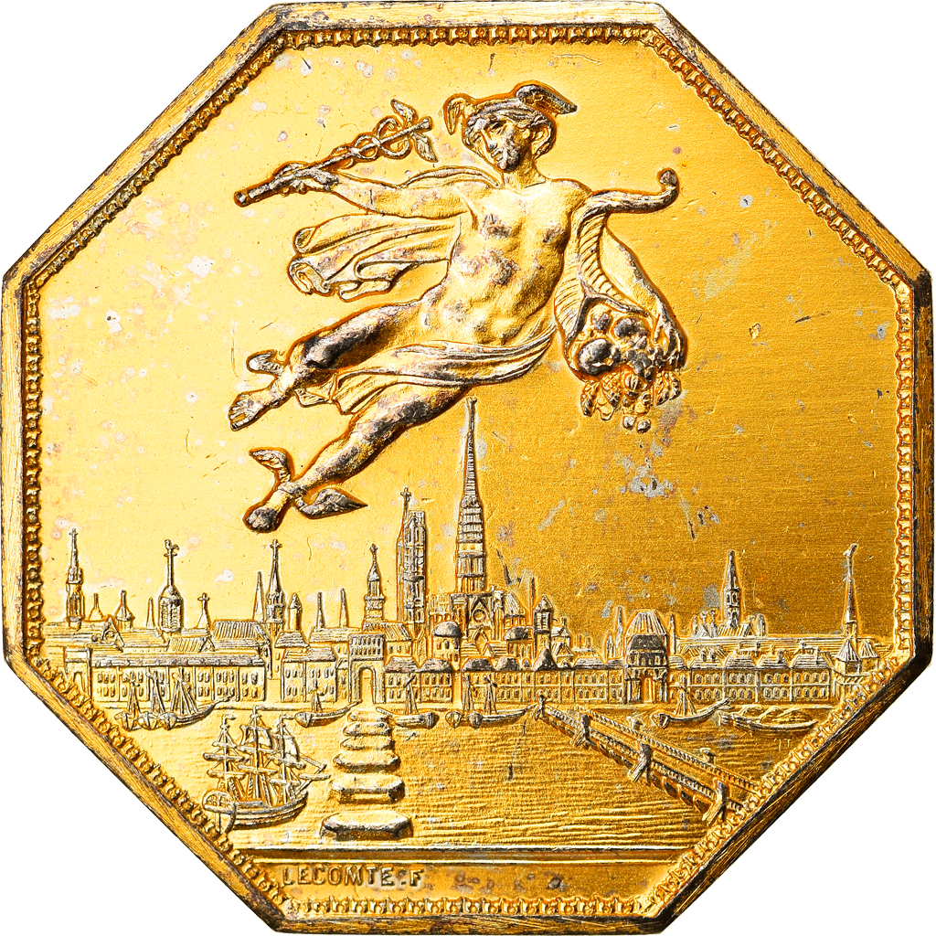 France, Token, Chambre de Commerce de Rouen, 1802, Lecomte, , Vermeil