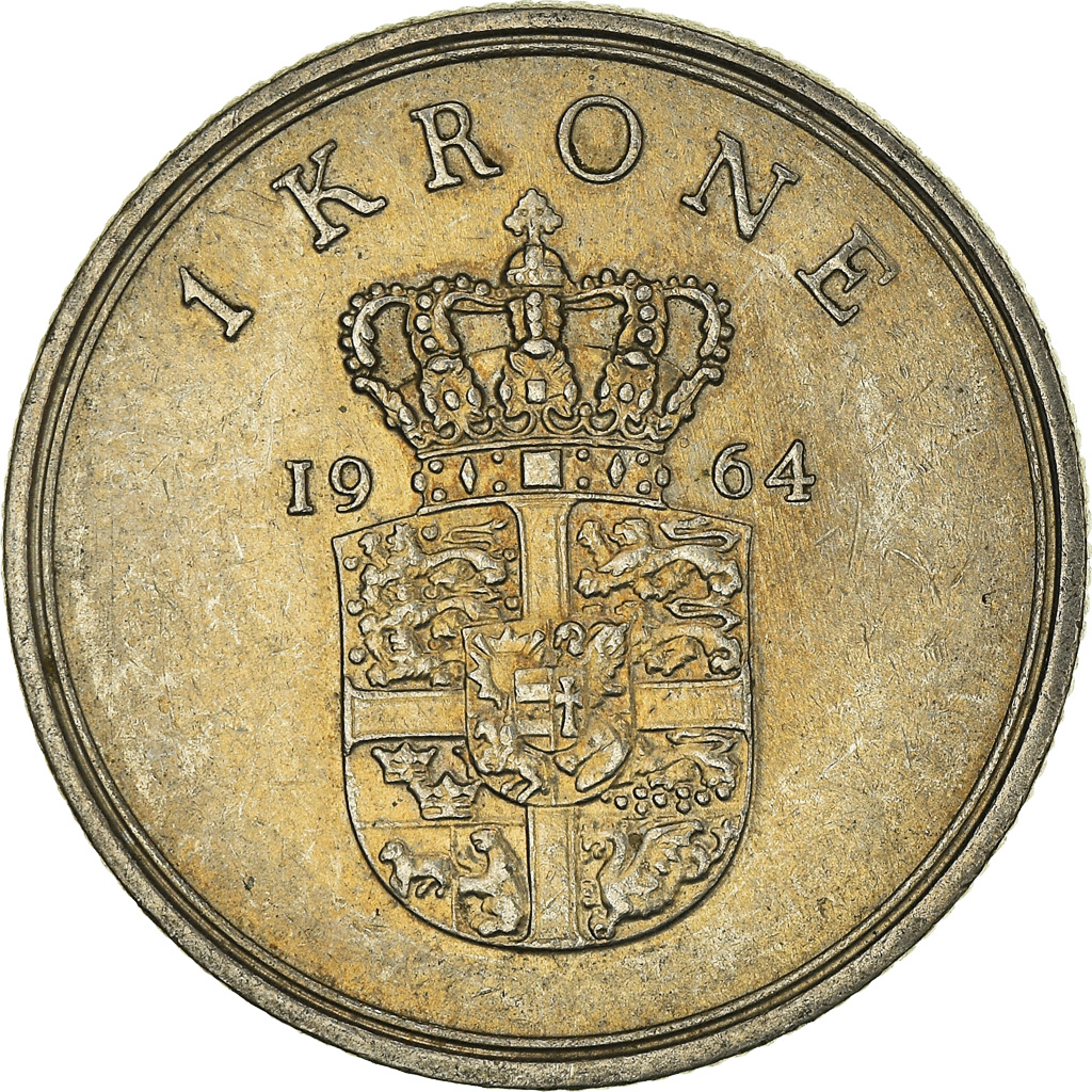 Moneda, Dinamarca, Krone, 1964