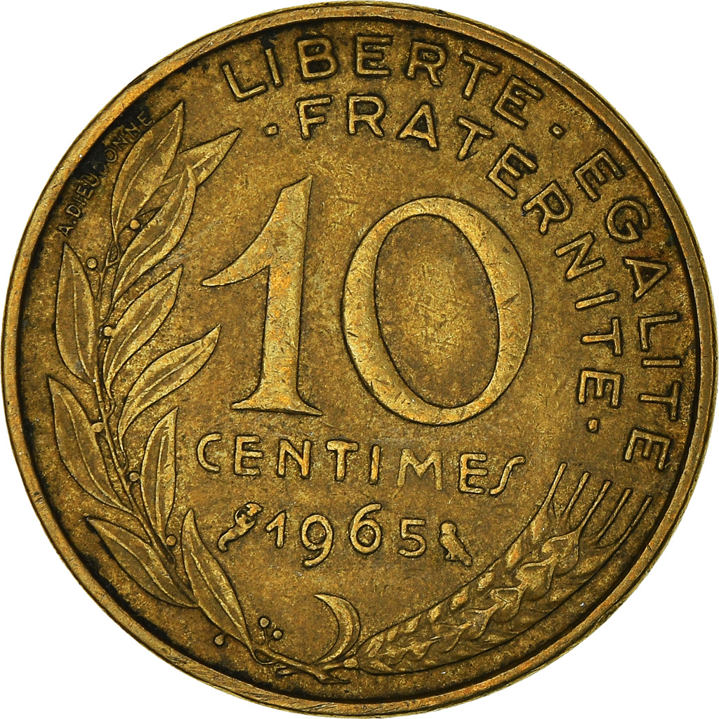 Moneda, Francia, 10 Centimes, 1965
