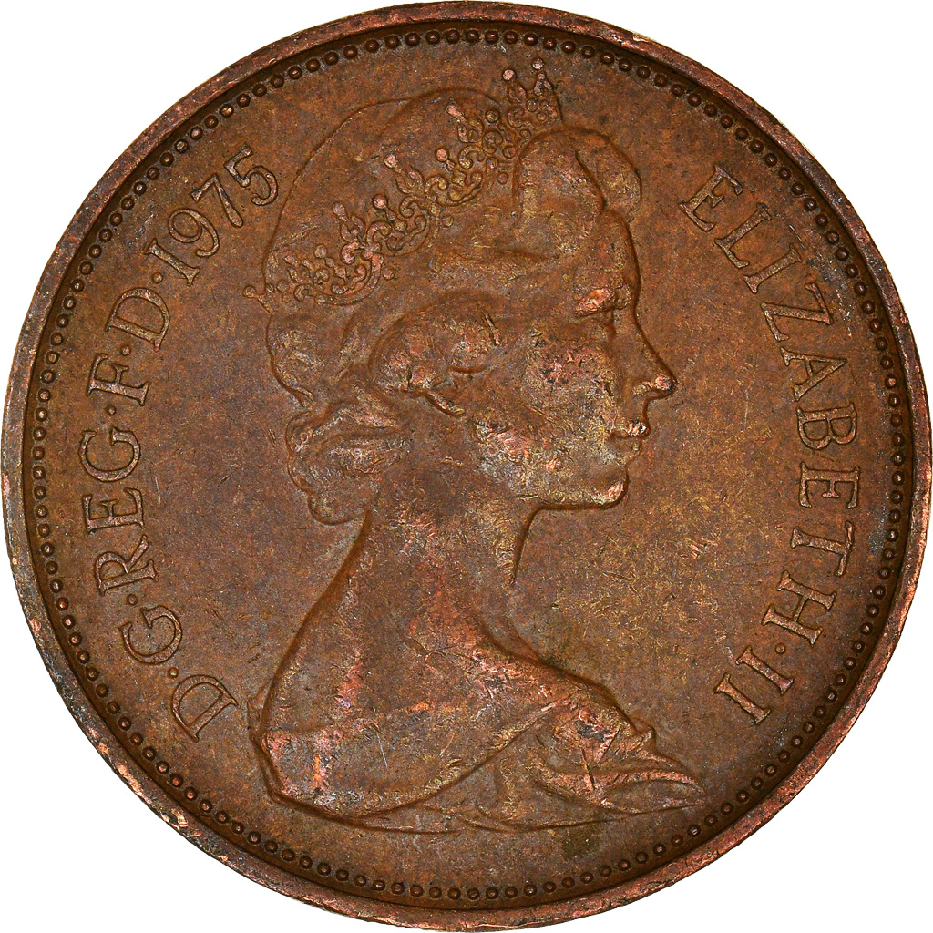 Moneda, Gran Bretaña, 2 New Pence, 1975