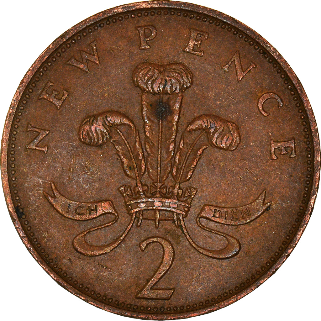 Moneda, Gran Bretaña, 2 New Pence, 1975