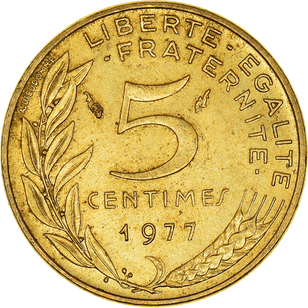 Moneda, Francia, 5 Centimes, 1977