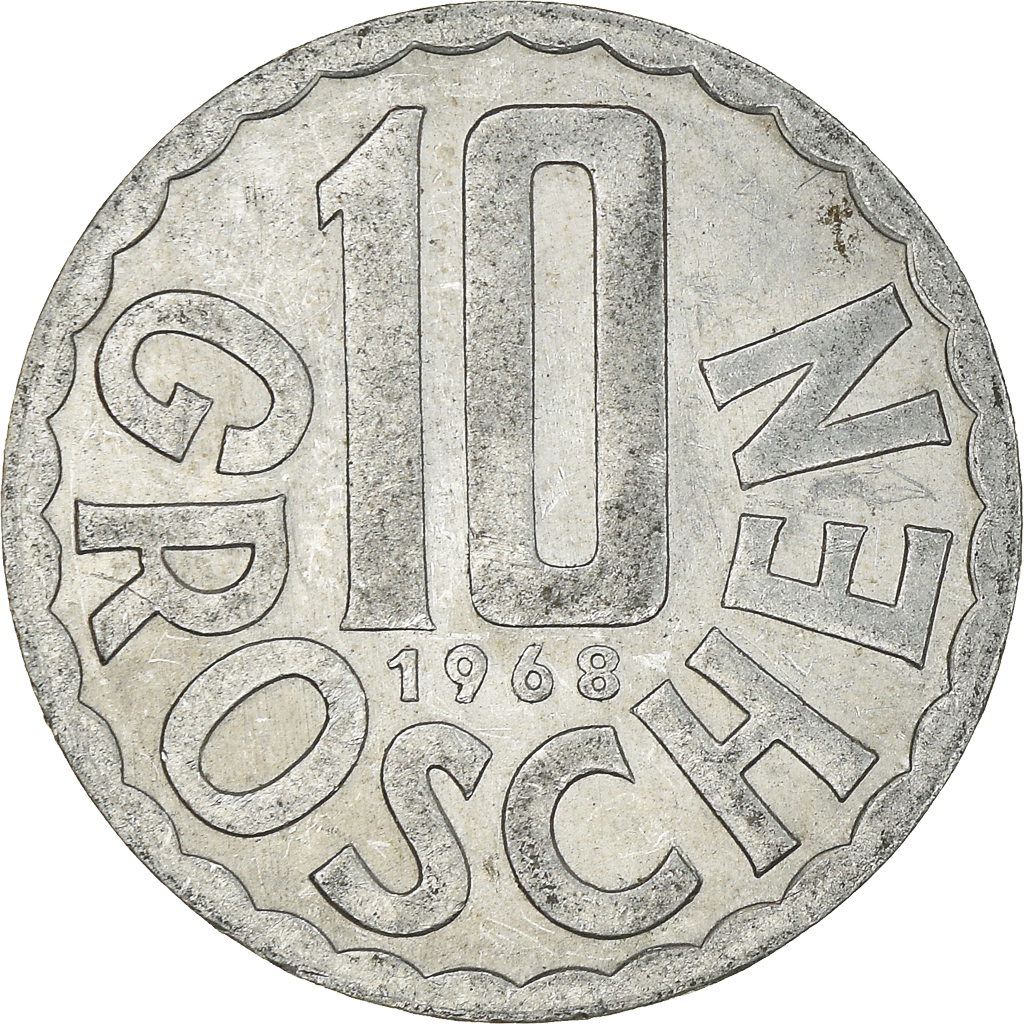 Moneda, Austria, 10 Groschen, 1968