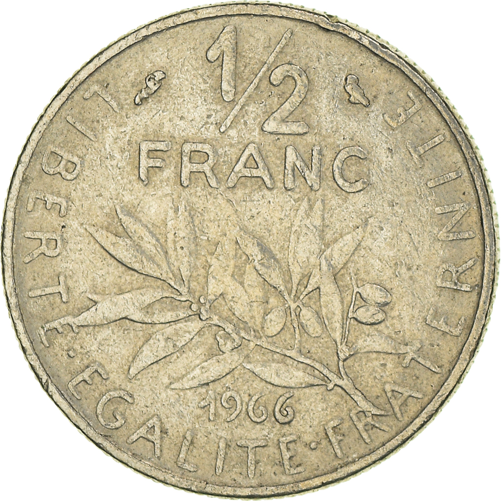 Moneda, Francia, 1/2 Franc, 1966