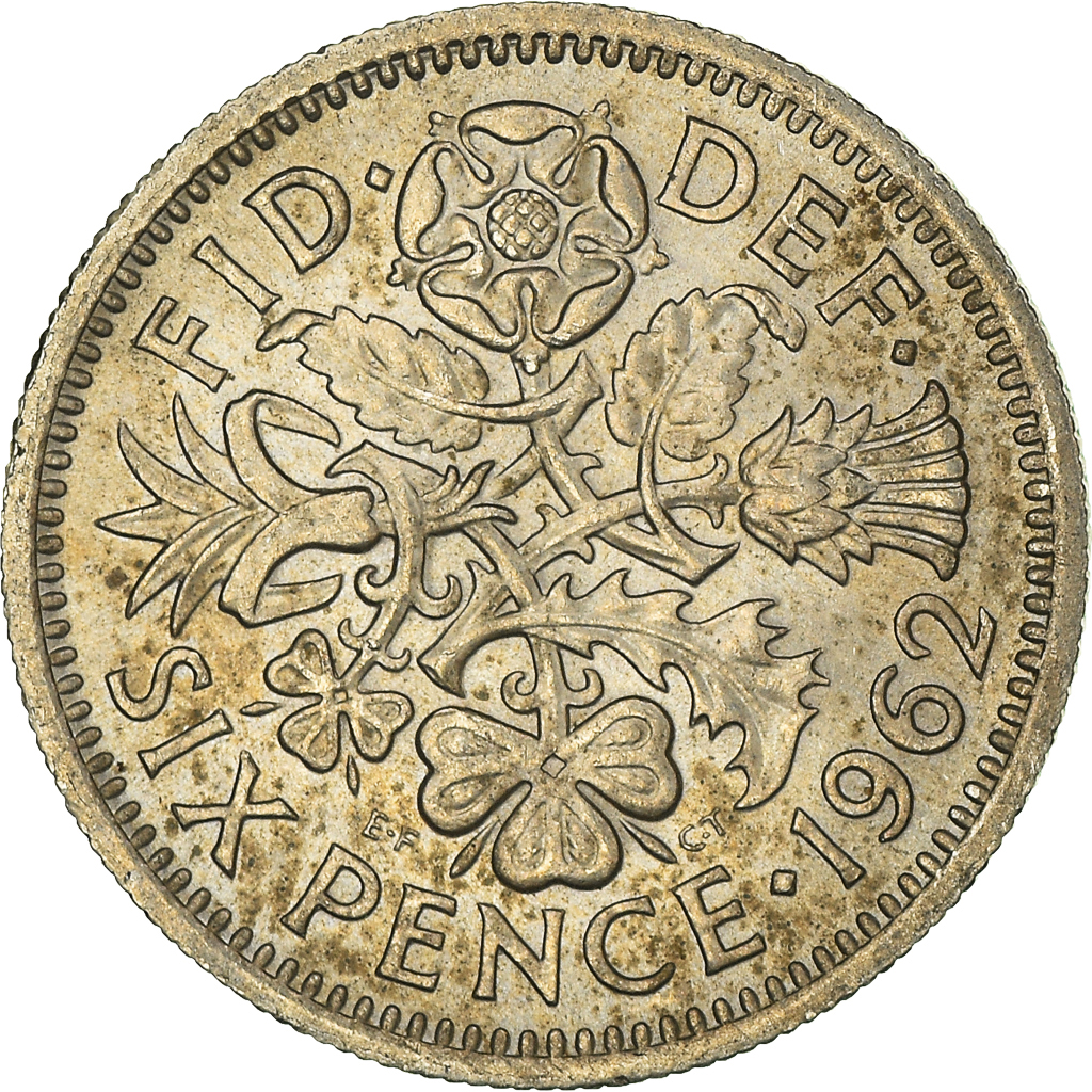 Moneda, Gran Bretaña, 6 Pence, 1962