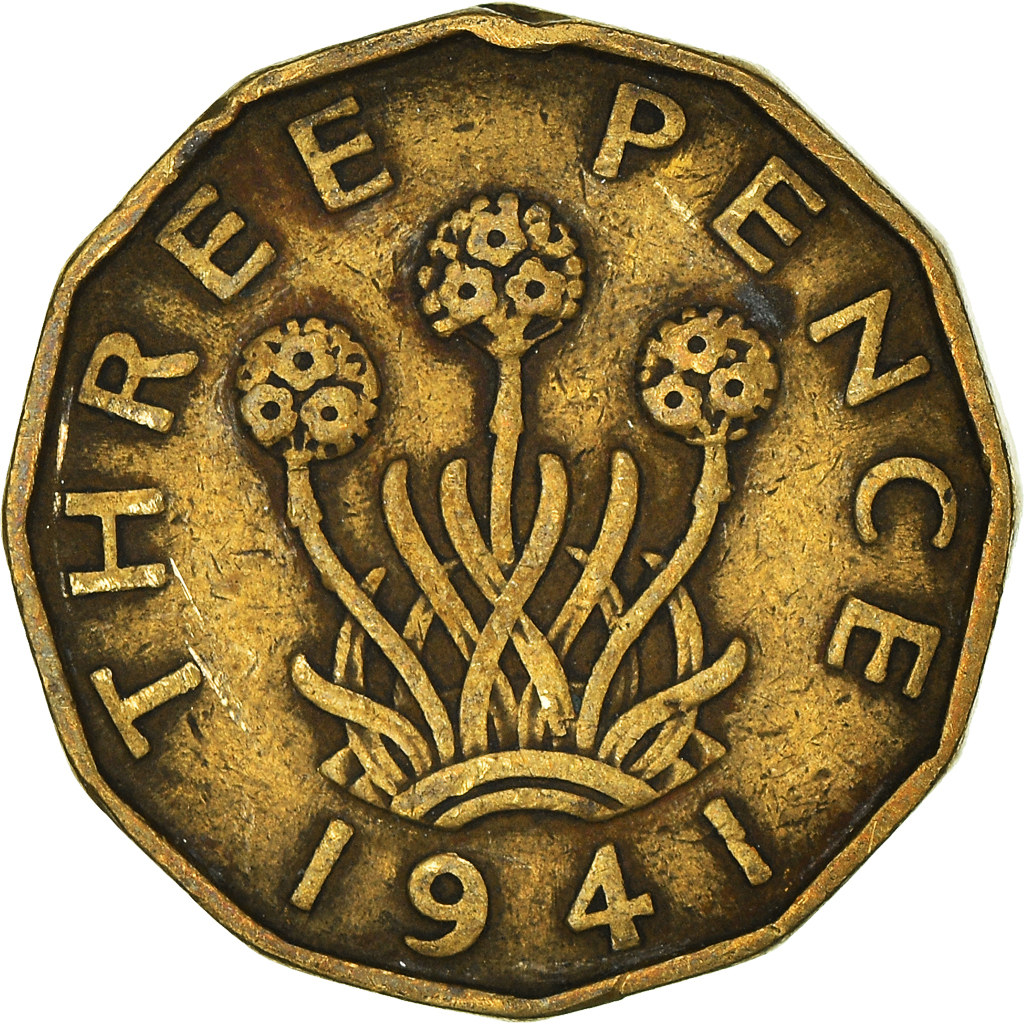Moneda, Gran Bretaña, 3 Pence, 1941