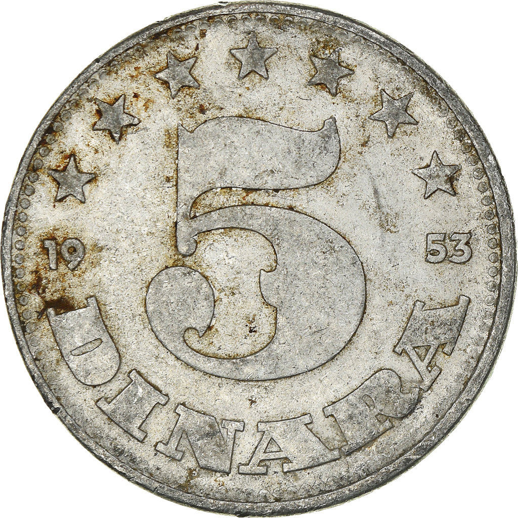 Moneda, Yugoslavia, 5 Dinara, 1953