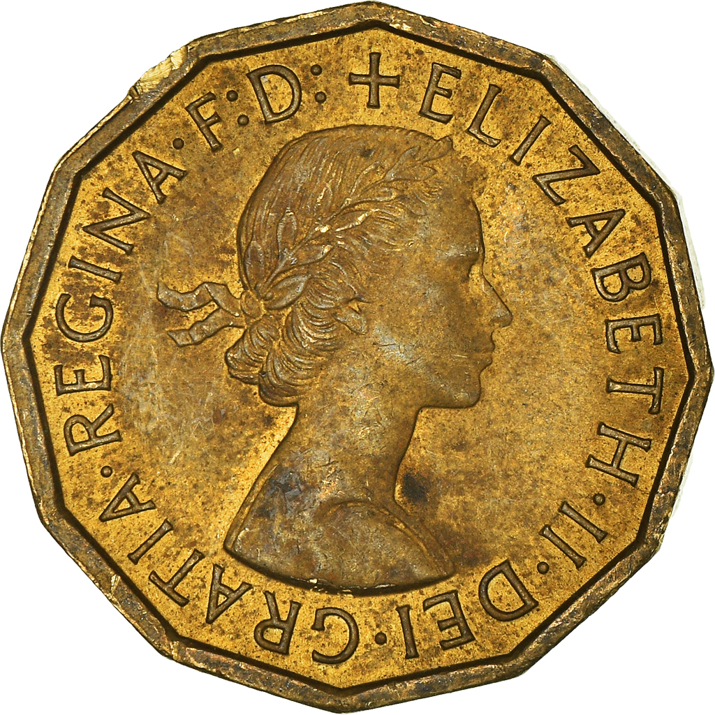 Moneda, Gran Bretaña, 3 Pence, 1964