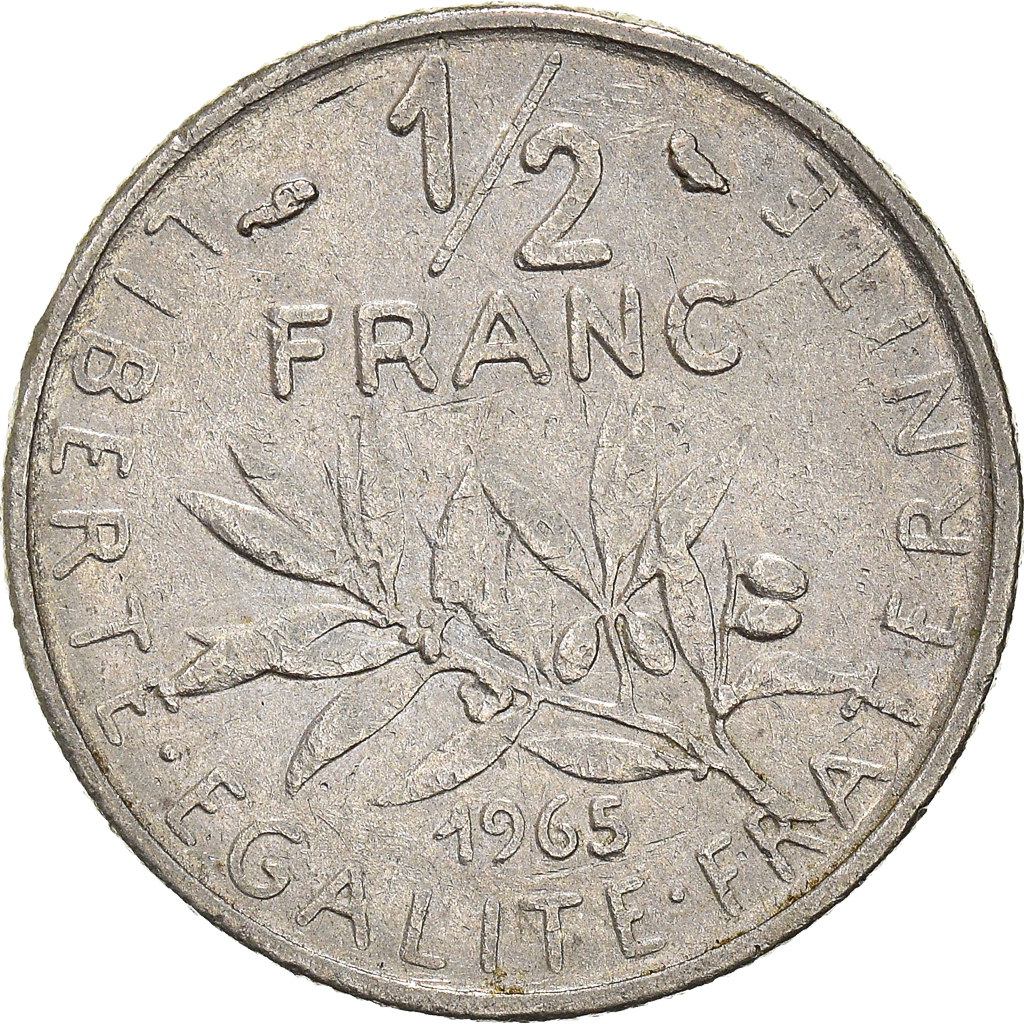 Moneda, Francia, 1/2 Franc, 1965