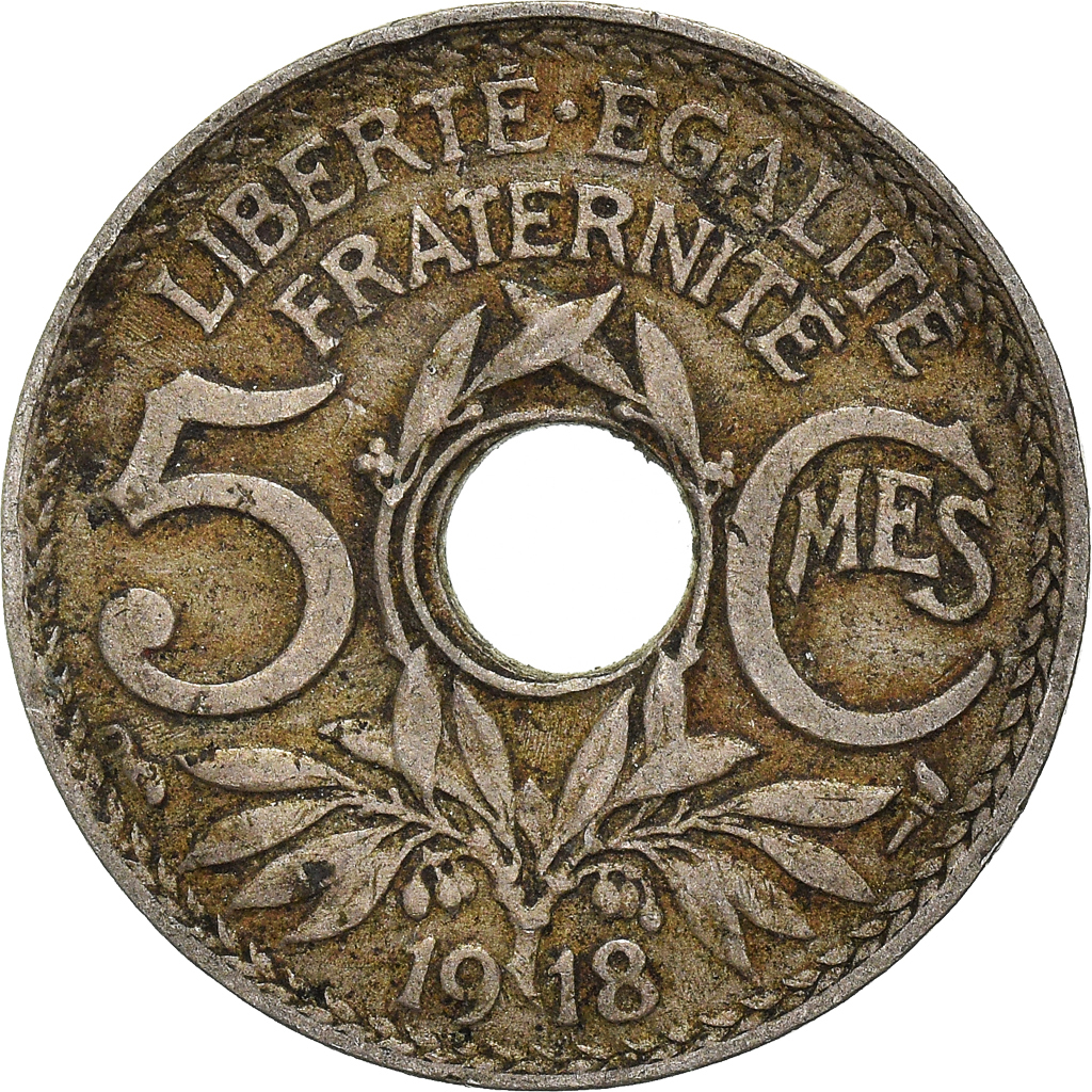 Moneda, Francia, 5 Centimes, 1918