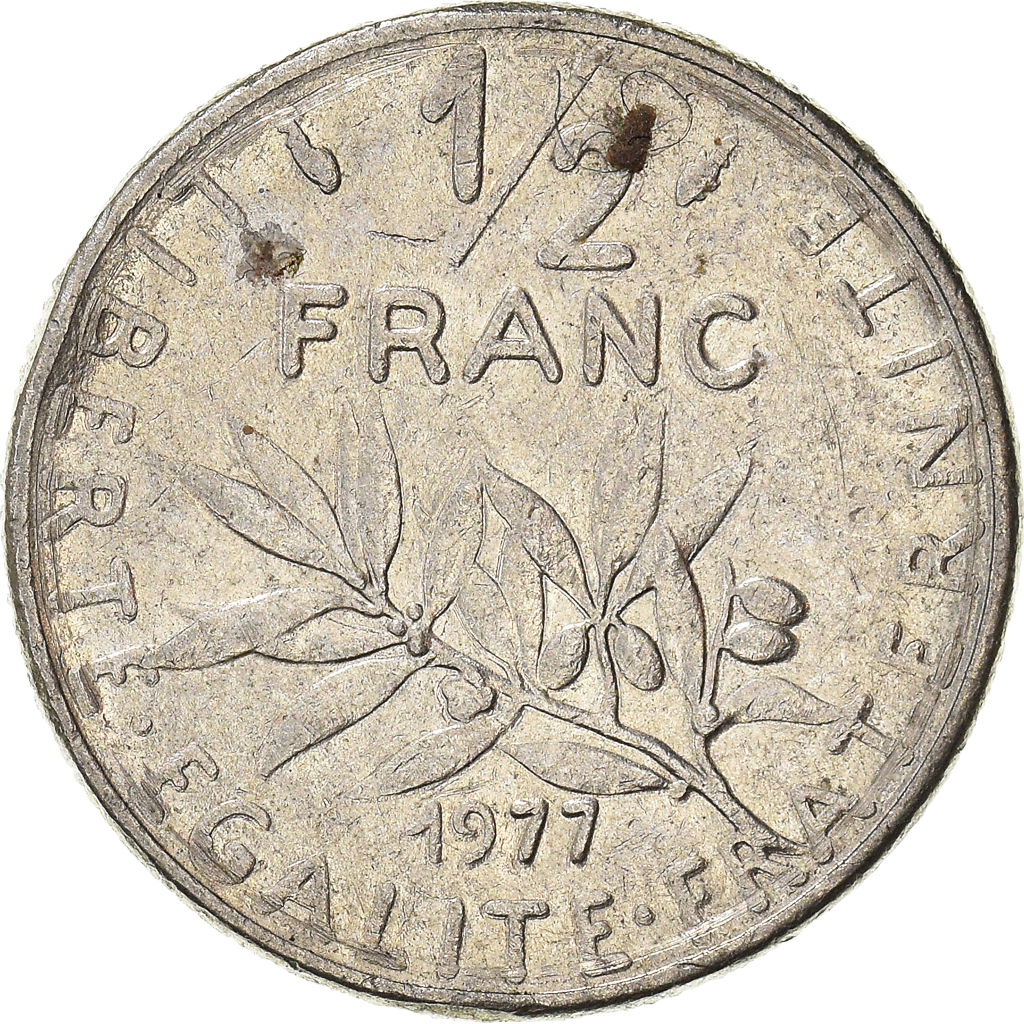 Moneda, Francia, 1/2 Franc, 1977