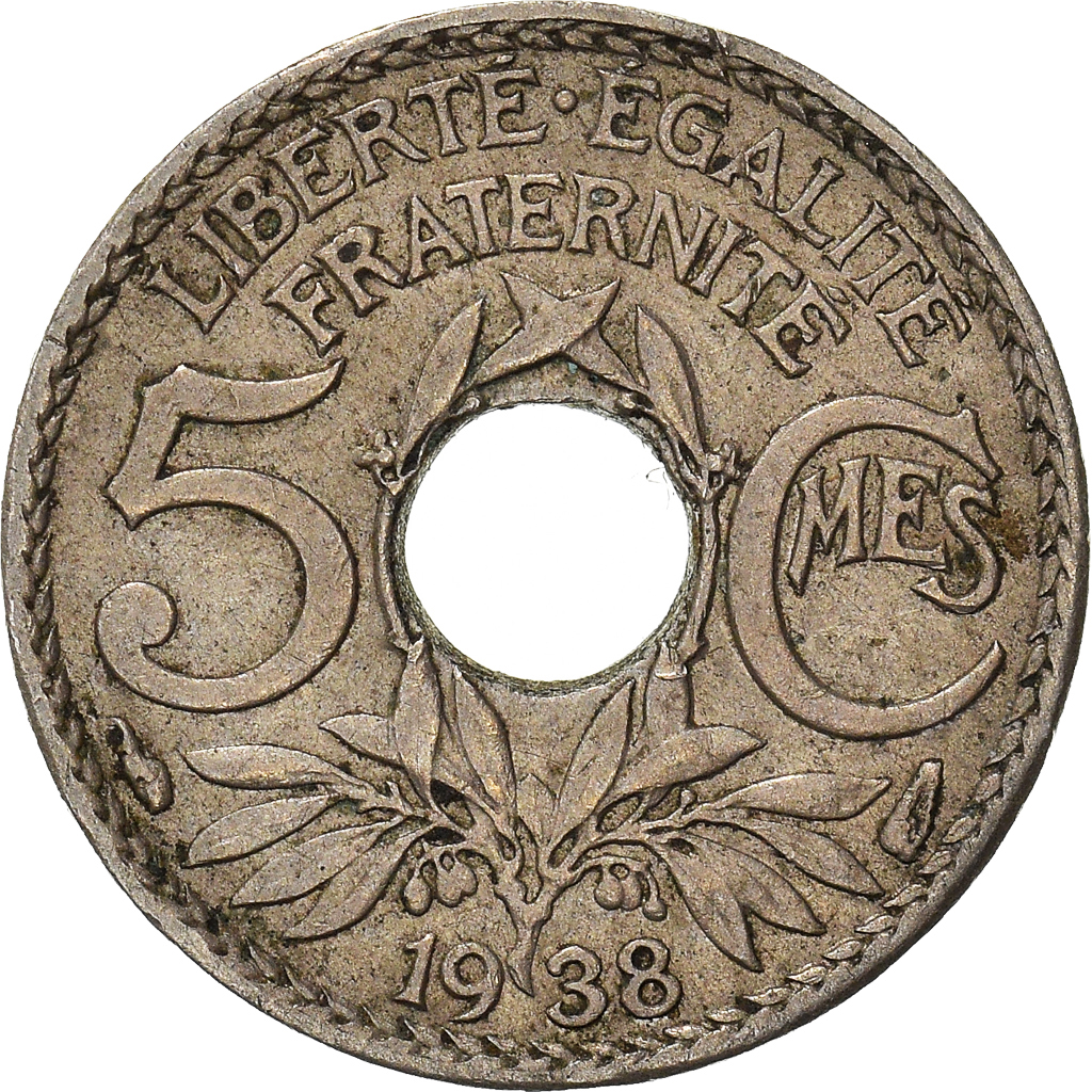 Moneda, Francia, 5 Centimes, 1938