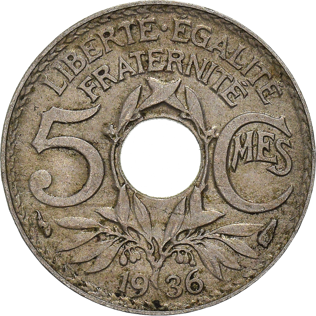 Moneda, Francia, 5 Centimes, 1936
