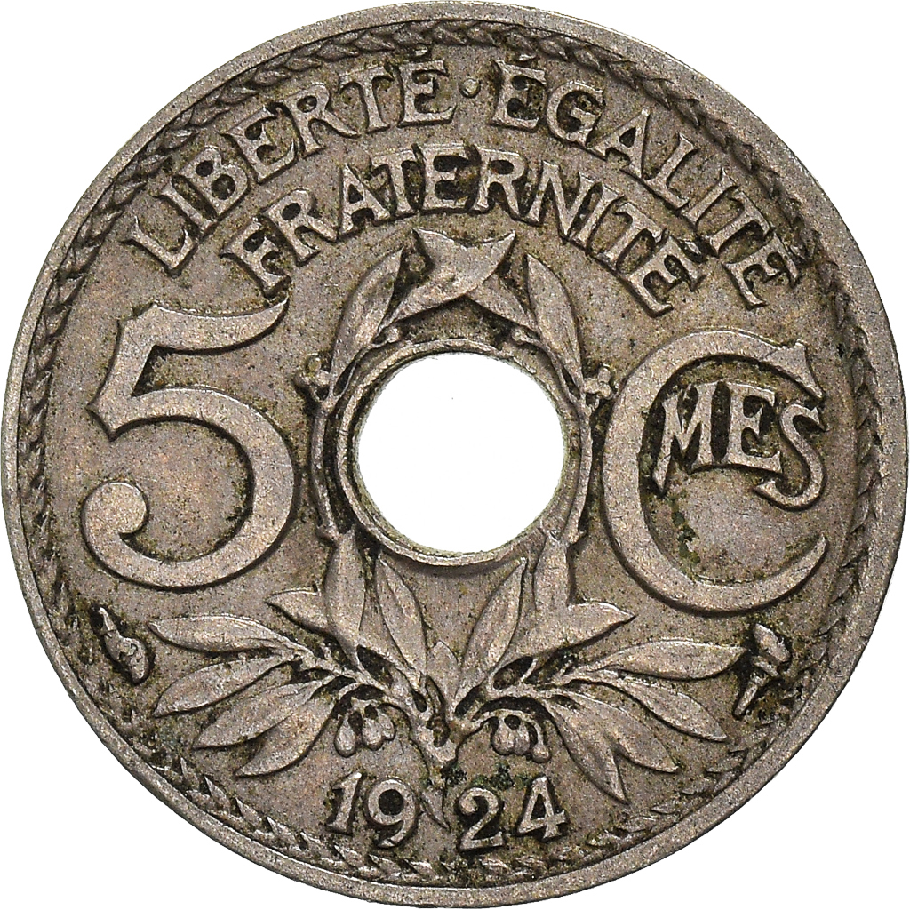 Moneda, Francia, 5 Centimes, 1924