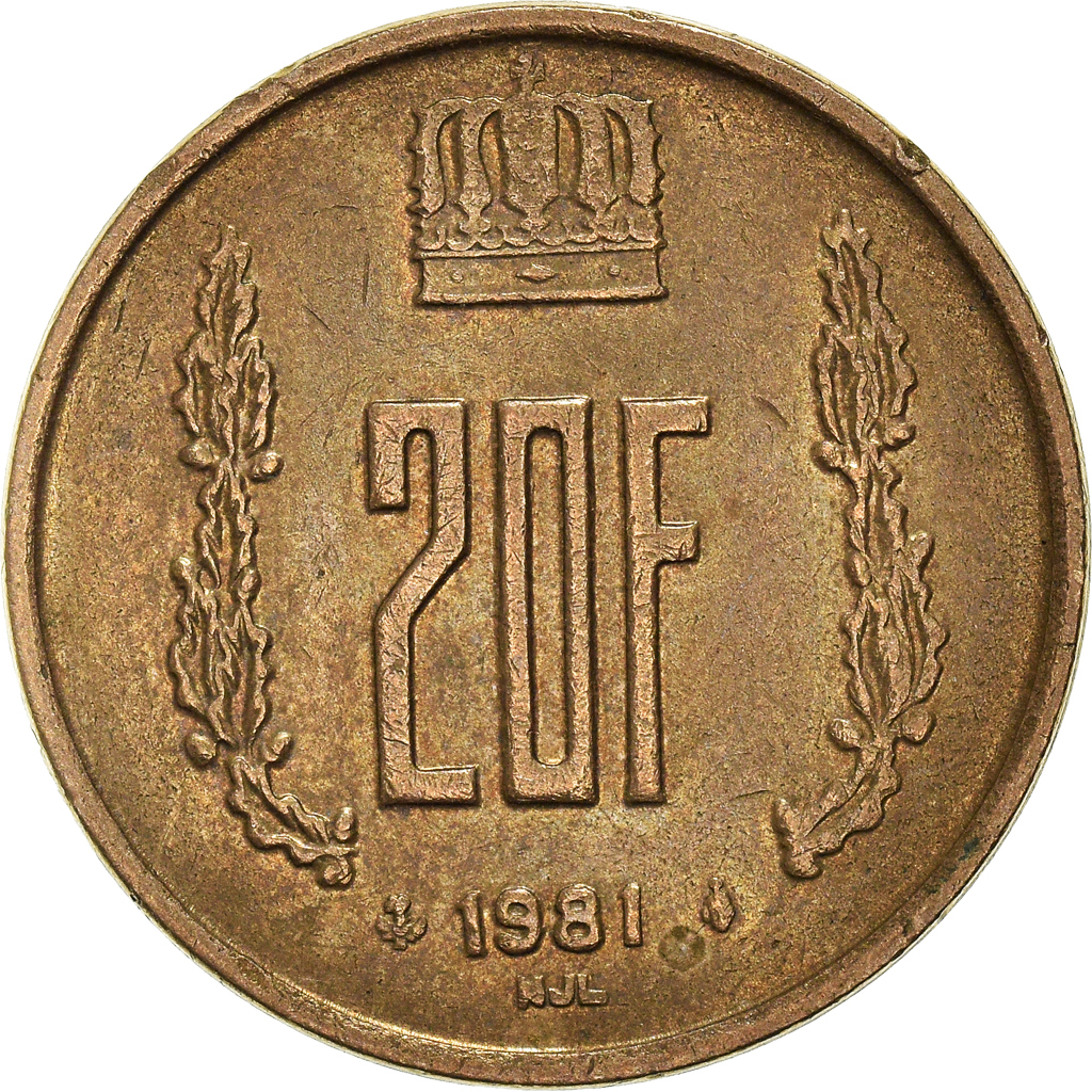 Moneda, Luxemburgo, 20 Francs, 1981