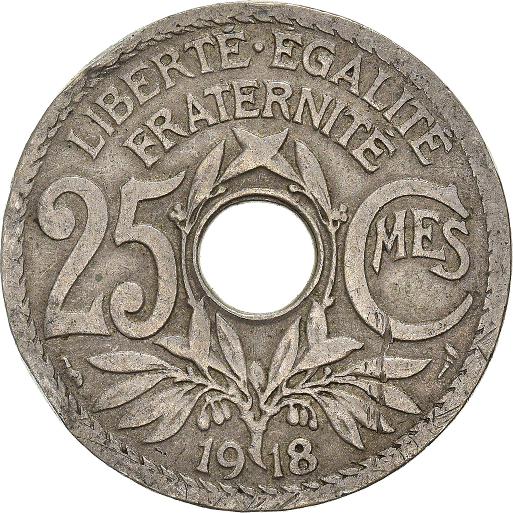 Moneda, Francia, 25 Centimes, 1918