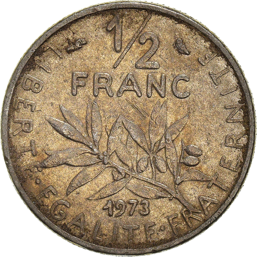 Moneda, Francia, 1/2 Franc, 1973