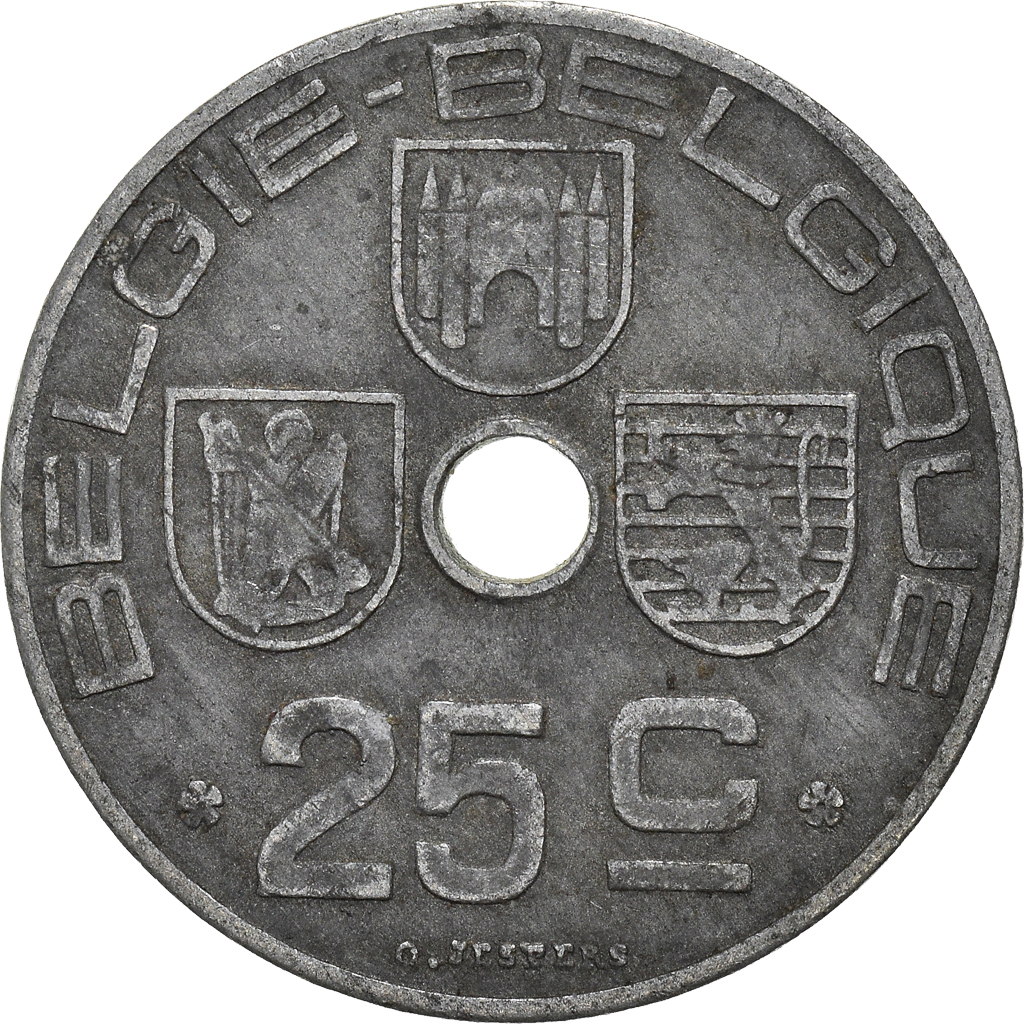 Moneda, Bélgica, 25 Centimes, 1943