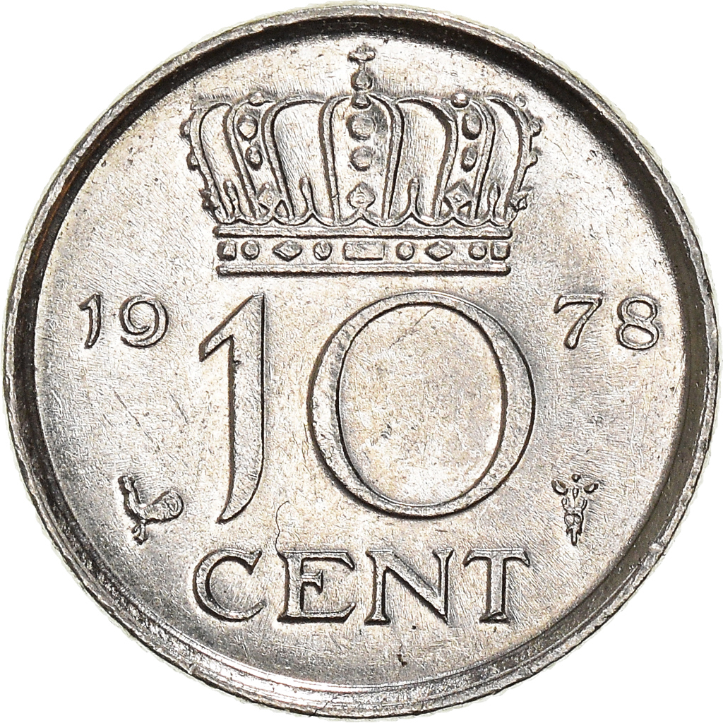 Moneda, Países Bajos, 10 Cents, 1978