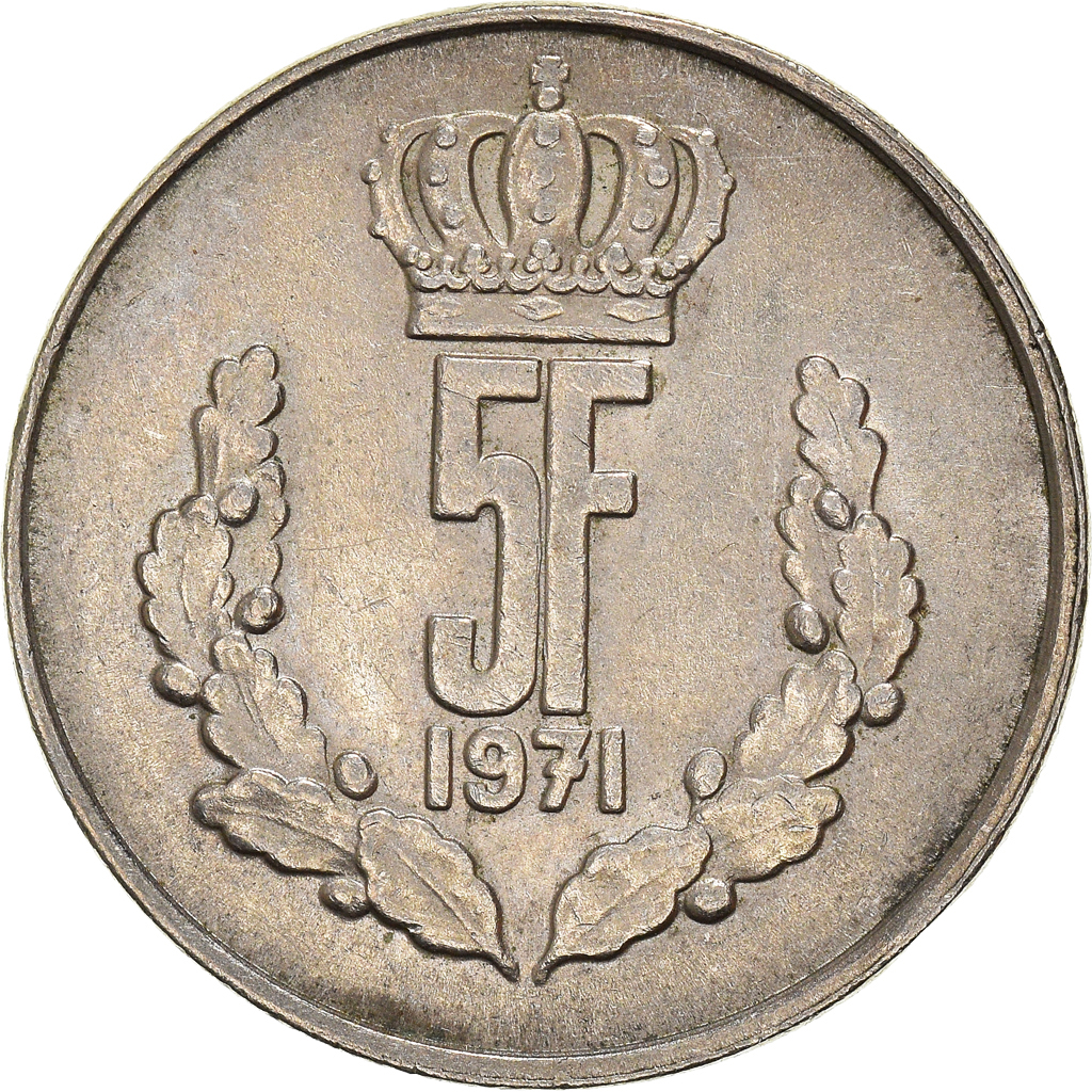 Moneda, Luxemburgo, 5 Francs, 1971