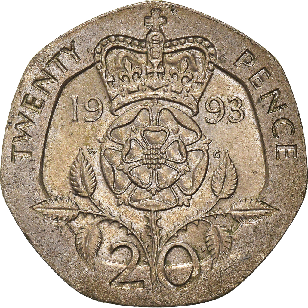Moneda, Gran Bretaña, 20 Pence, 1993
