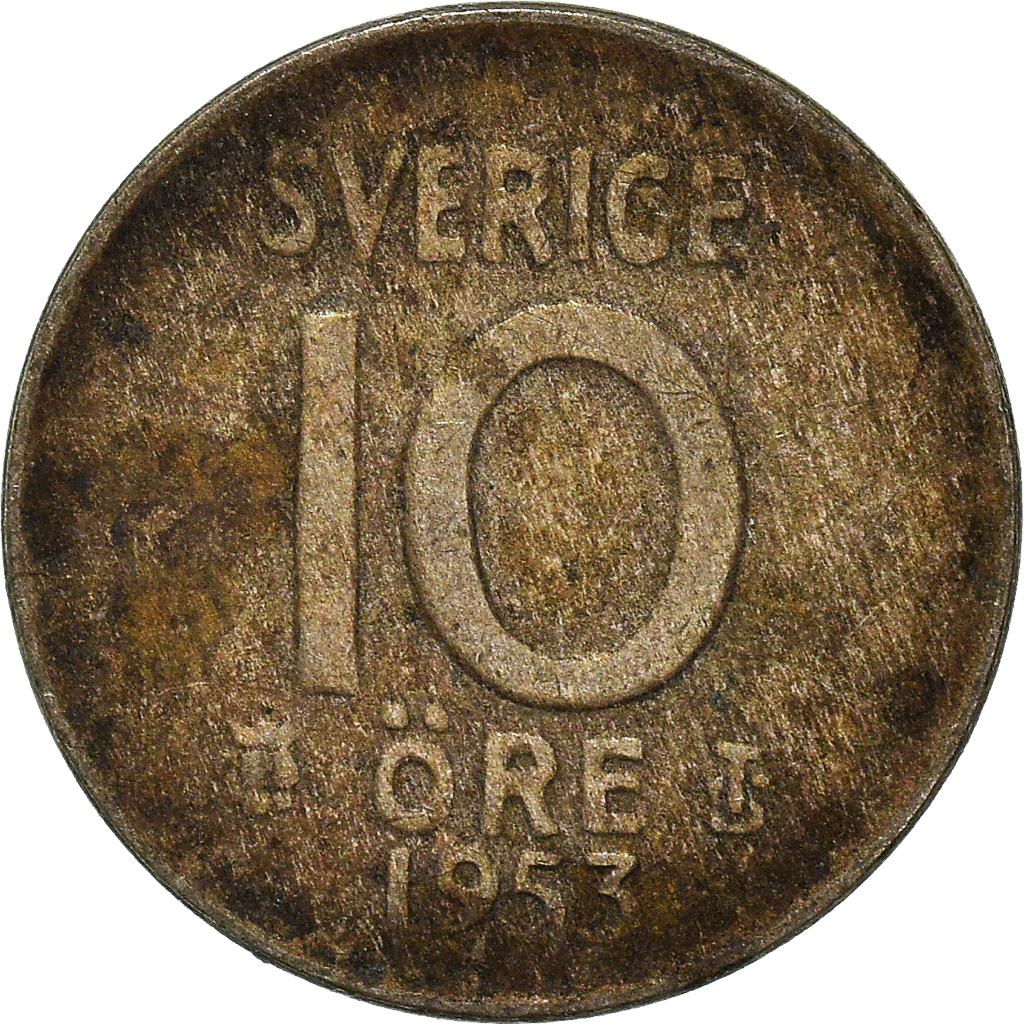Moneda, Suecia, 10 Öre, 1953