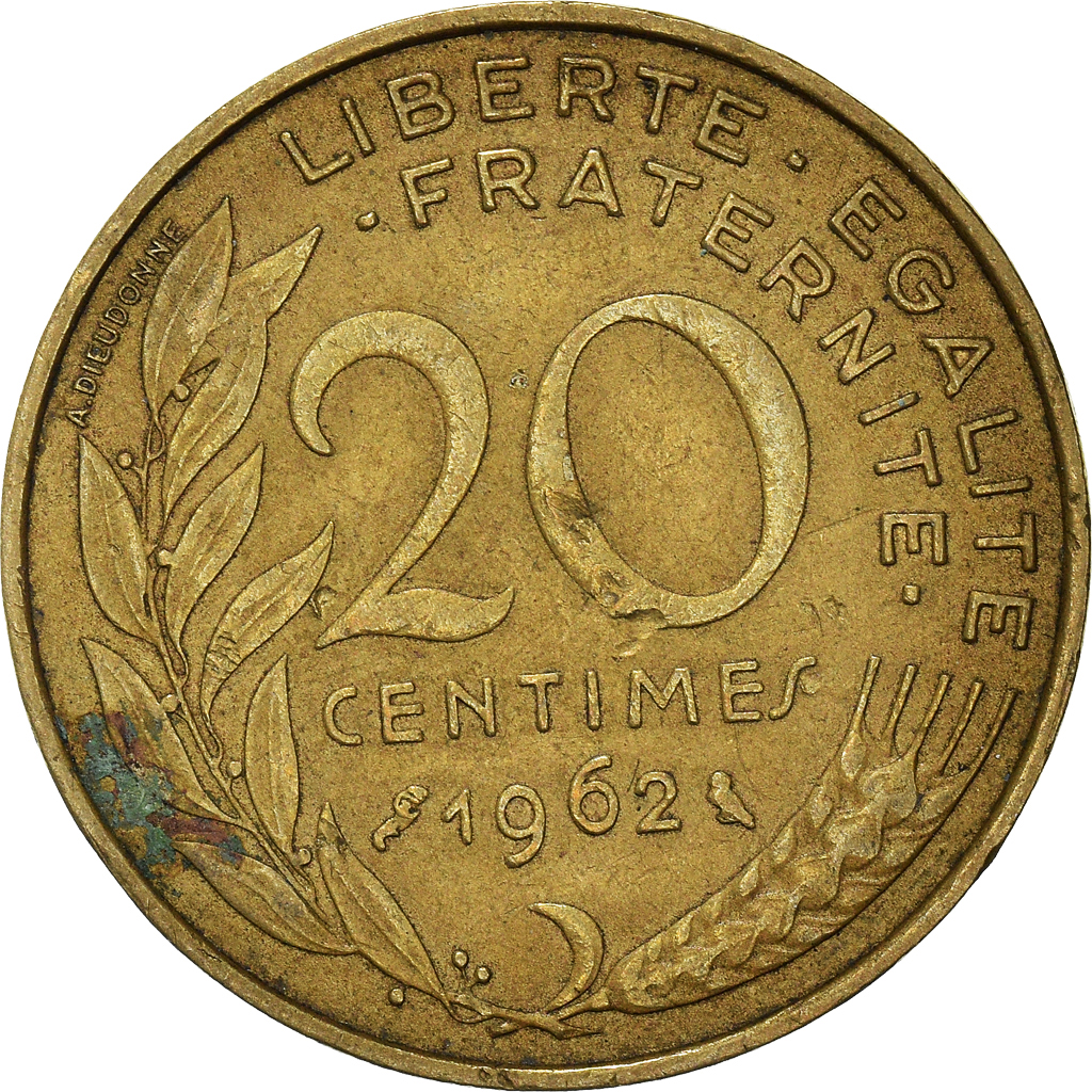 Moneda, Francia, 20 Centimes, 1962