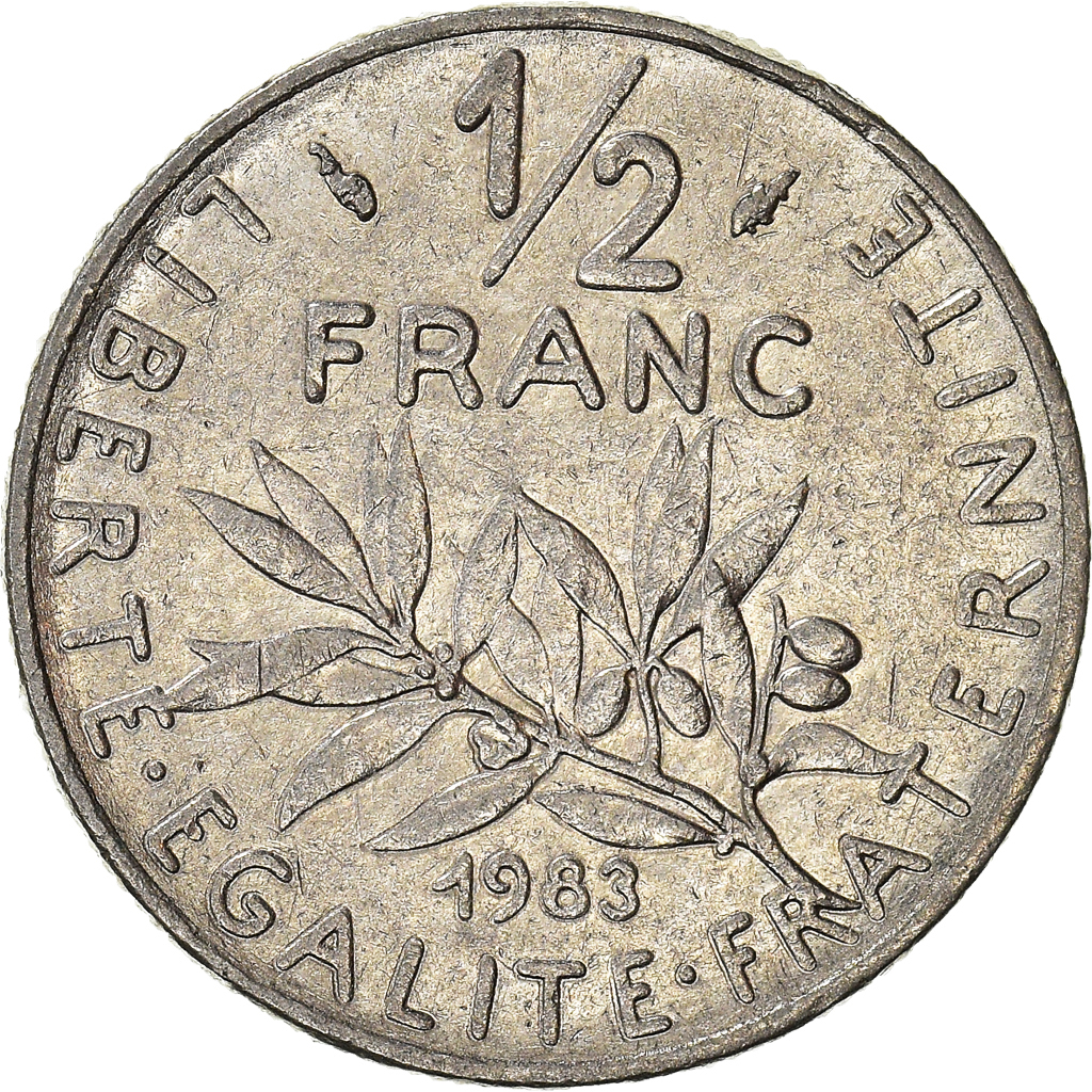Moneda, Francia, 1/2 Franc, 1983