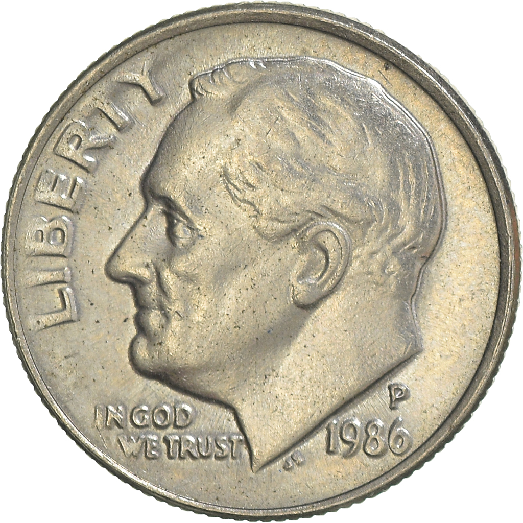Moneda, Estados Unidos, Dime, 1986