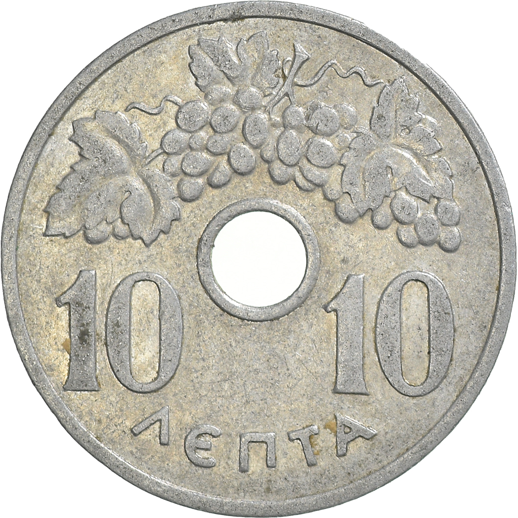 Moneda, Grecia, 10 Lepta, 1954