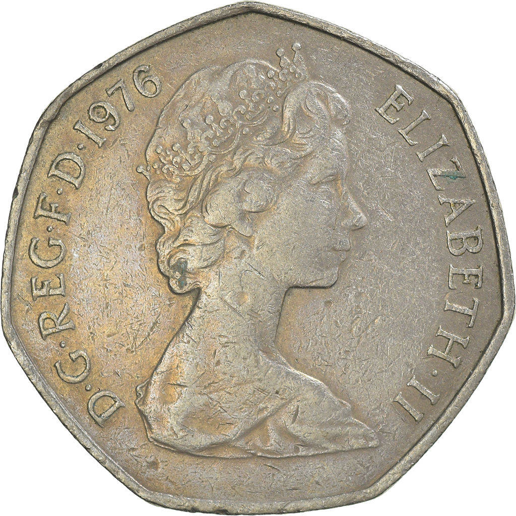 Moneda, Gran Bretaña, 50 New Pence, 1976