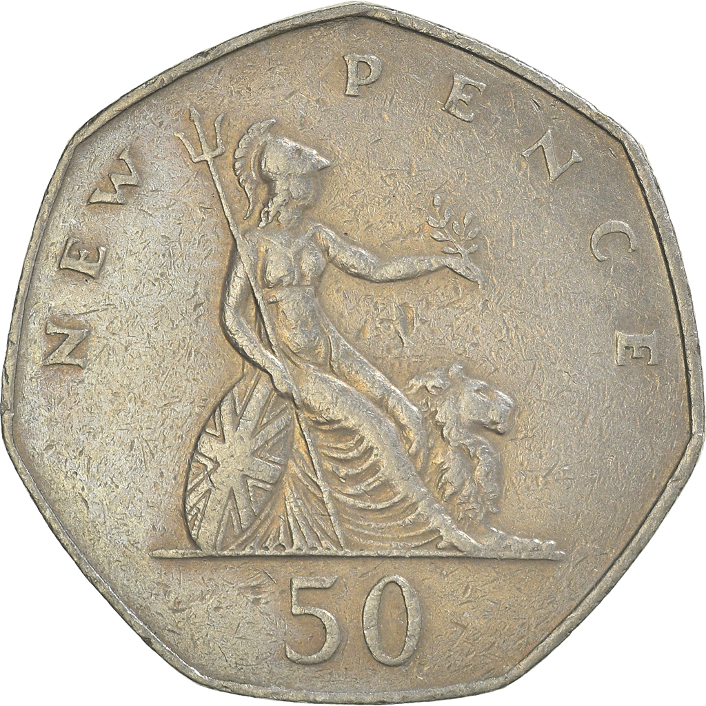 Moneda, Gran Bretaña, 50 New Pence, 1976