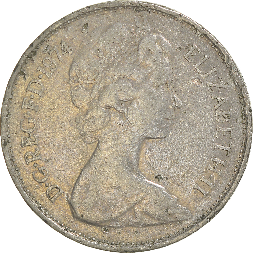 Moneda, Gran Bretaña, 10 New Pence, 1974