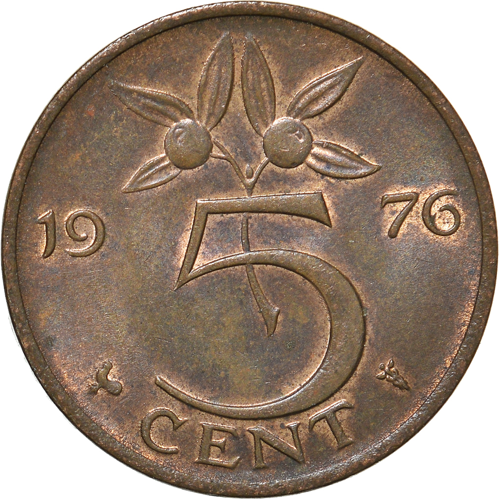 Moneda, Países Bajos, 5 Cents, 1976