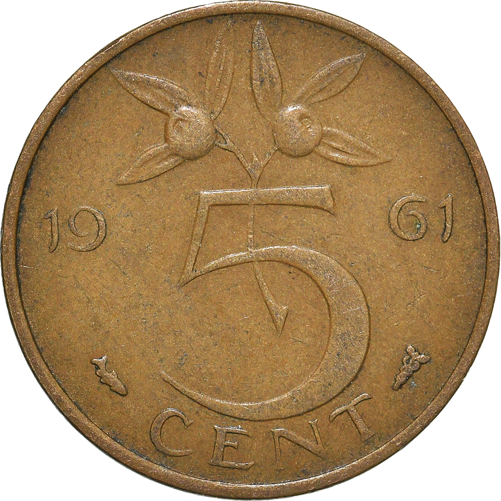 Moneda, Países Bajos, 5 Cents, 1961