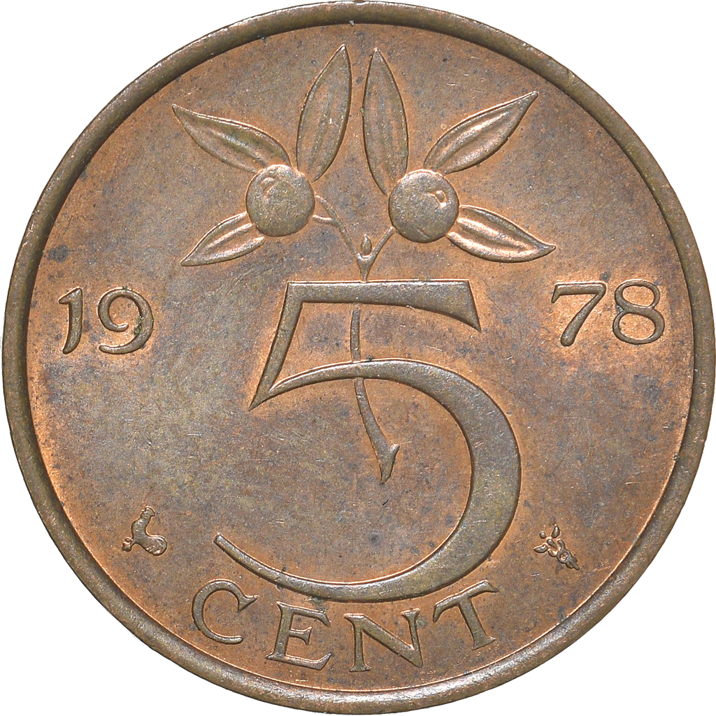 Moneda, Países Bajos, 5 Cents, 1978