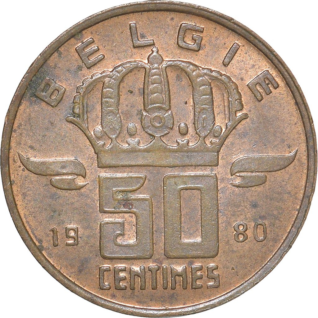 Moneda, Bélgica, 50 Centimes, 1980