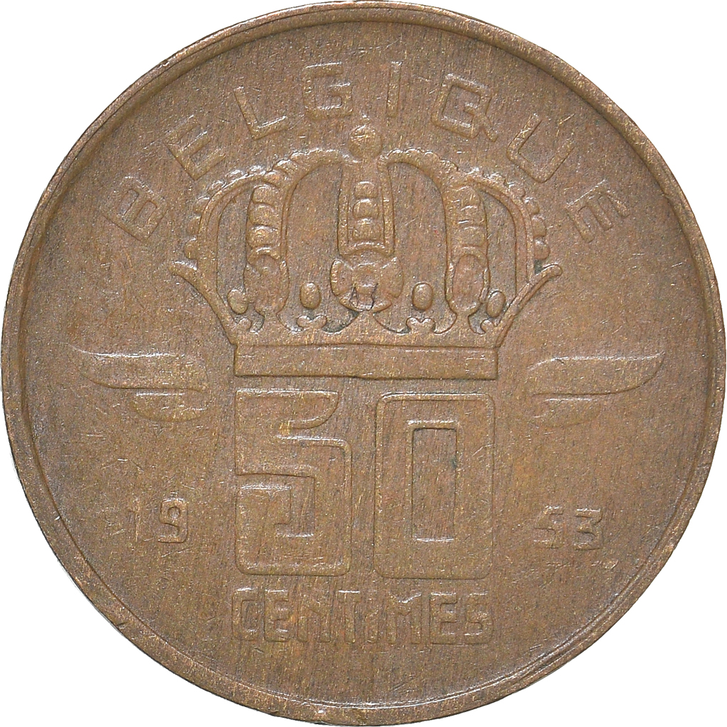 Moneda, Bélgica, 50 Centimes, 1953
