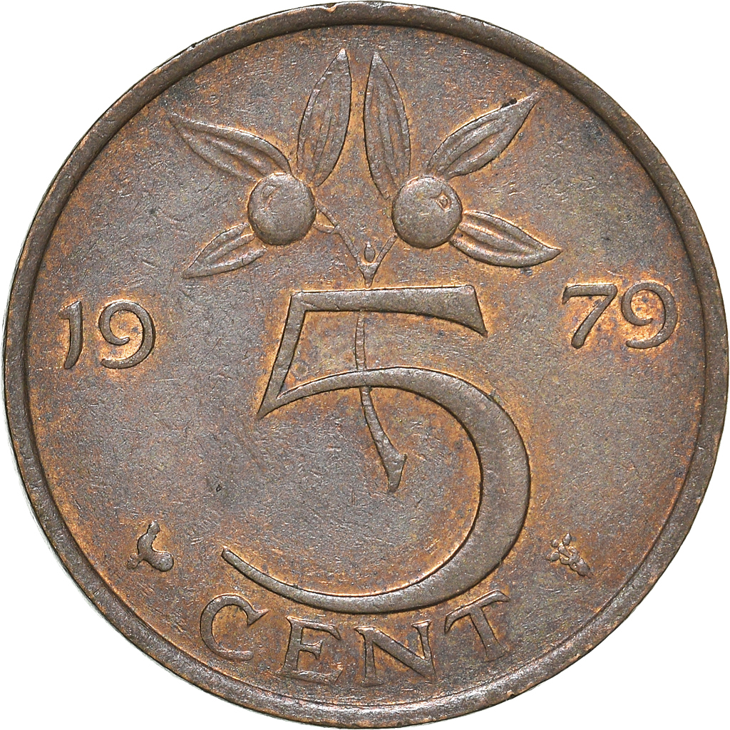Moneda, Países Bajos, 5 Cents, 1979