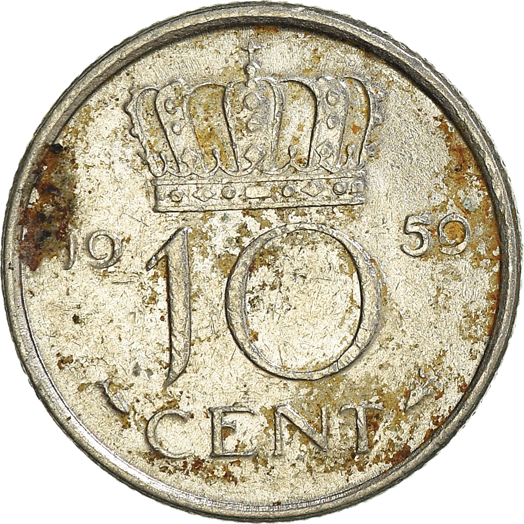 Moneda, Países Bajos, 10 Cents, 1959