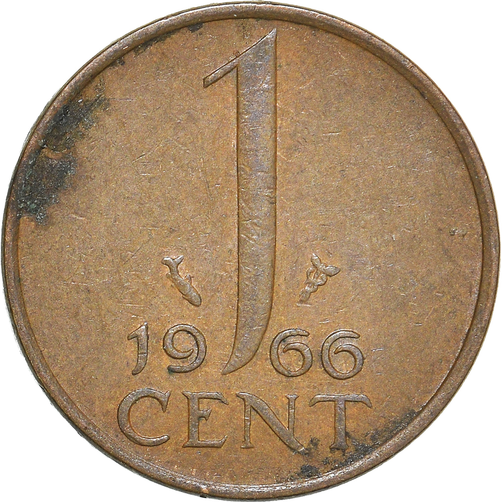 Moneda, Países Bajos, Cent, 1966