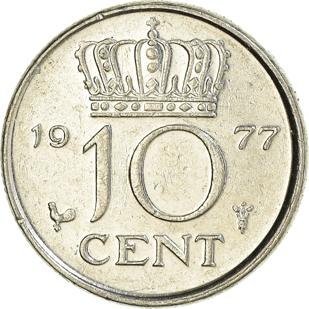Moneda, Países Bajos, 10 Cents, 1977